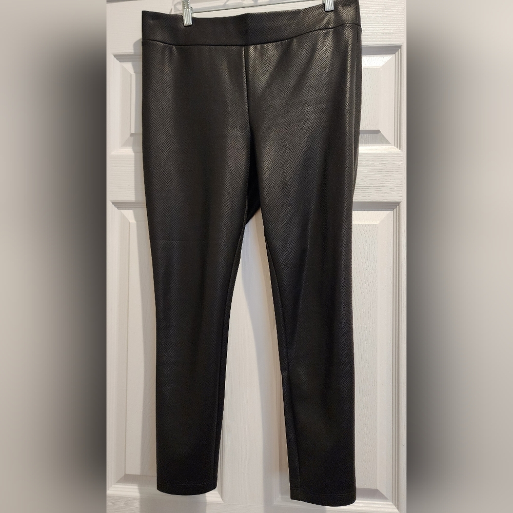 EUC LOFT size L faux leather with snake print leggings